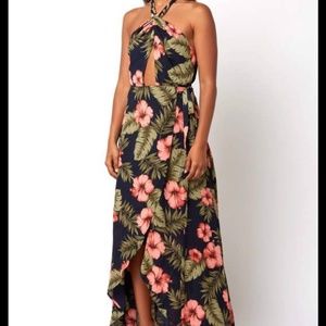 If By Sea Hawaiian Print Wrap Maxi Dress